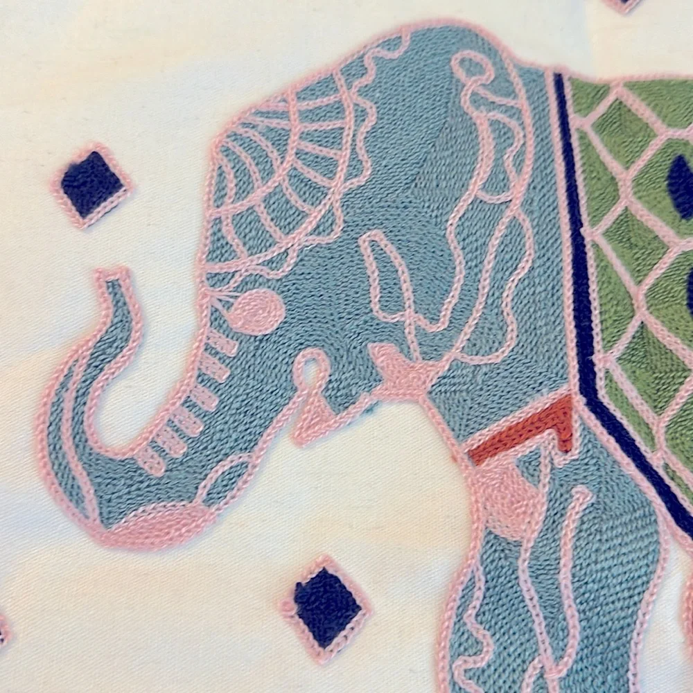 Extra Large Embroidered Elephant Decorative Pillow Cover